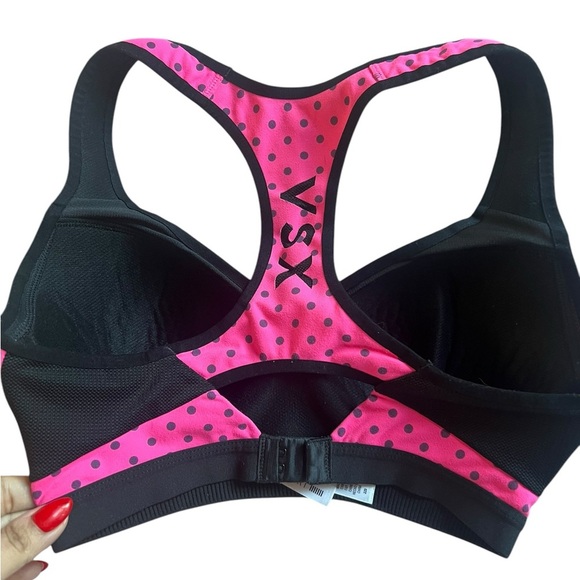 Victoria’s Secret Sports Bra - Size 32D - Pink and Black Polka Dot! - Picture 5 of 12